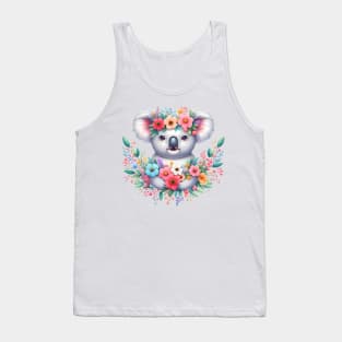 A koala bear decorated with beautiful colorful flowers. Tank Top